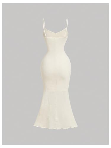 SOLY HUX Women's Summer Cami Midi Dress Floral Appliques V Neck Spaghetti Strap Bodycon Dresses2