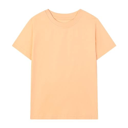 Image of HILEELANG Kids Boy Basic Plain Cotton T-Shirts Short Sleeve Crew Neck Summer Tees 4packs 6-12 Years