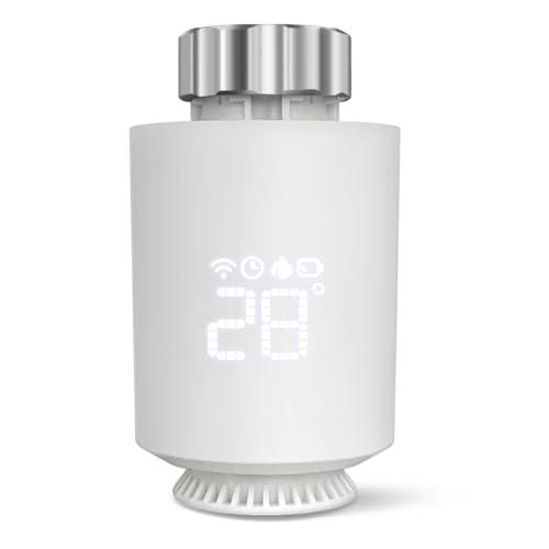 Válvula termostática radiador, cabezal termostático inteligente y conectado, control de voz, compatible con Alexa/Home Assistant, programación semanal/ahorro de energía (1 paquete)