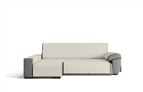 GAMUSI Cubre sofá - Funda de sofá práctica de algodón Chaise Longue 200 cm Izquierdo (hasta 230 cm de Ancho) - Color Crudo
