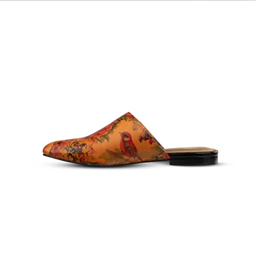 JATAREA Women's Flat Mules | Round Toe Genuine Printed Leather Slip-Ons for Any Summer Outing Shoes3