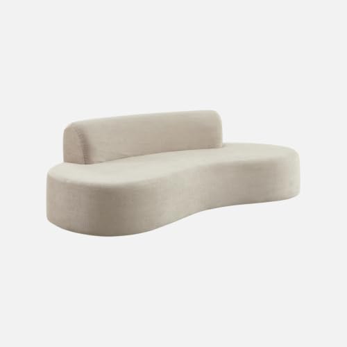 Sofá con forma curva sweeek en chenilla, el refugio beige de 3 plazas 2