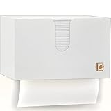 Bamboovia Papierhandtuchspender aus Bambus zur Wandbefestigung und auf dem Tisch | Handtuchspender Papierspender Papiertuchspender für alle H3 Papierhandtücher mit V- Z- & Interfold-Falzung (Weiß)