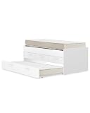 DEKIT - Pack Ahorro Juvenil Cama Nido Leka con 3 cajones, 1 somier Lama Ancha y 2 colchones viscoelásticos 90 x 190 cm