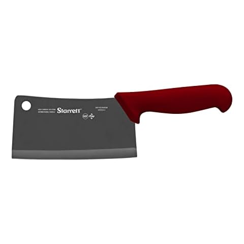 Starrett Chef's Cleaver Knife with Red Handle Cover