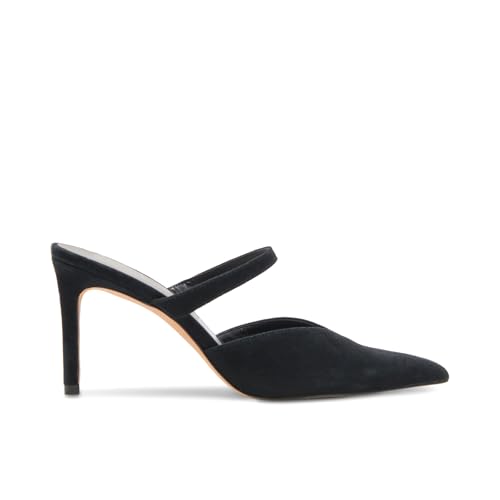 GTBINGGO Black Pointed Toe Heels for Women Sexy Kitten Heels Pointy Heeled Pumps Dressy Fashion Leather Slip on Stiletto Mules Shoes