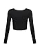 Long Sleeve Crop Tops for Women Workout Basic Clothes for Teen Ladies Fitted Slim Scoop Neck Cute Yoga Shirts (Black, Medium)