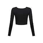 Long Sleeve Crop Tops for Women Workout Basic Clothes Fitted Slim Scoop Neck Cute Yoga Shirts - Image 2