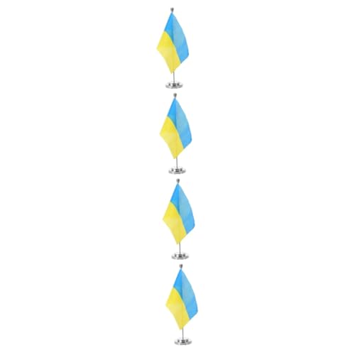 Drapeau de table ukrainien en tissu avec son socle en métal de haute qualité Toddmomy