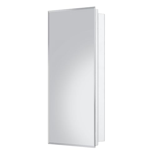 Fundin White Medicine Cabinet Recessed or Surface Mount, Bathroom Medicine Cabinet with 20 x 36 Mirror Size and Adjustable Staggered Shelves