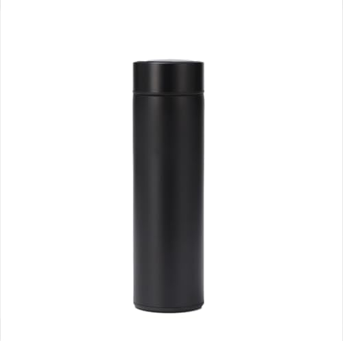 Smart - Termo de acero inoxidable (500 ml, funciona con pilas, duración de hasta 500 días, incluye infusor de té de acero inoxidable, pantalla táctil con indicador de temperatura y código de colores,