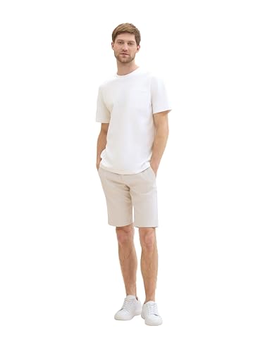 TOM TAILOR Herren Slim Fit Chino Shorts mit Gürtel, Light Cashew beige, 28 – Ansicht 4