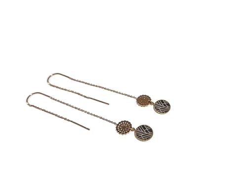 Boucles d'oreilles résine mandala anti-allergie en acier inoxydable doré