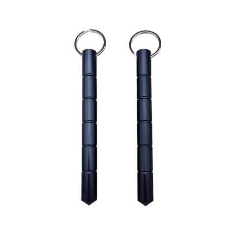 VUFVOID 2 Pcs Self Defense Keychain Set, aluminum Blunt Force in Black Cover
