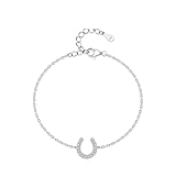 Ayoiow Gliederarmband 925 mit Zirkonia für Damen, Pferdehuf Verstellbar Armband Silber 925 für freundin, Geeignet für Jahrestag