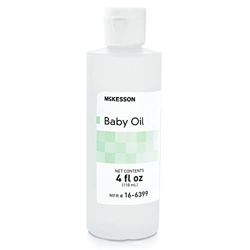 McKesson Baby Oil for Dry Sensitive Skin, Scented Mineral Oil to Prevent Moisture Loss, 4 oz, 96 Count