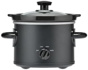 Ch.2QT Slow Cooker, Electric Round Slow Cooker, Adjustable Temp, Dishwasher Safe Glass Lid & Crock, Removeable Stoneware Pot, Matte Black