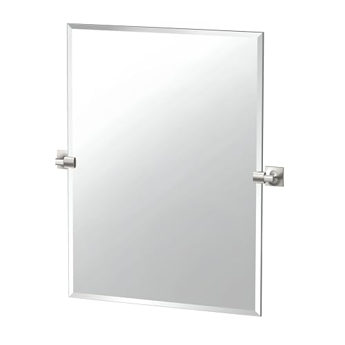 Image of Gatco 5599S Waterline Frameless Rectangle Mirror, 31.5 Inch, Satin Nickel