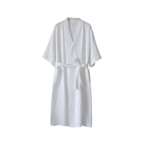 Japanese Kimono Pajamas for Women and Men, 100% Cotton Gauze Bathrobe, Mid-Length Lightweight Loungewear for Spring Summer