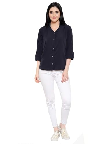 Image of Leriya Fashion Women Crepe Solid Regular Fit Long Tops Oversized Shirt