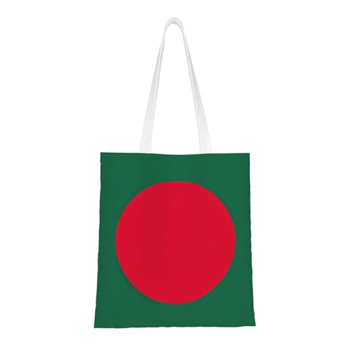 Flag Of Bangladesh Print Polyester Canvas Tote Bag, Shopping Bag With Reinforced Handles, Reusable