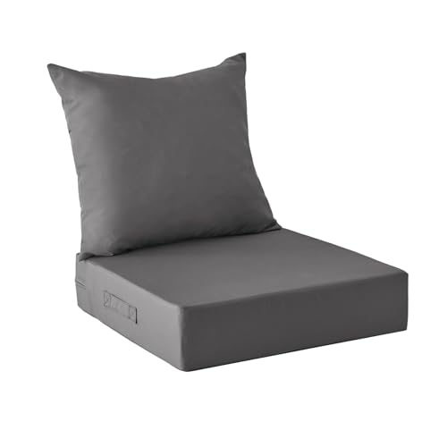 Image of IPYNBAP Outdoor Cushions for Patio Furniture,Outdoor Seat Cushion Set 24 x 24 x 5.75 Inch,Waterproof & Fade Resistant Outdoor Chair Cushions,Deep Patio Chair Cushion with Removable Cover,Dark Grey