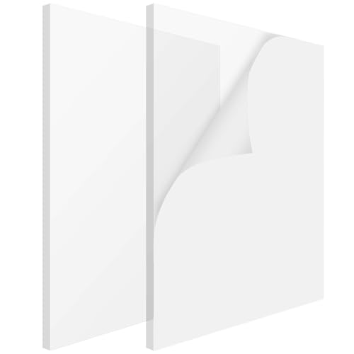 PINGEUI 2 Pack 12 x 8 x 3/8 Inch Clear Acrylic Plexiglass Sheets, Durable Cast Plexiglass Panels, Plastic Plexiglass Board with Protective Films for DIY Projects, Signs, Home Decor