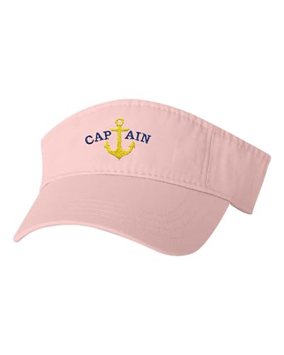 Image of Go All Out Adult Blue Captain & Yellow Anchor Embroidered Visor Dad Hat