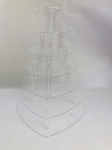 7 Tier Heart Acrylic Cupcake Stand Tower Cup Cake Display