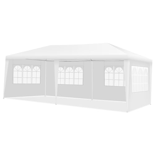 COSTWAY Carpas de Exterior 6 x 3 m, Entoldado Impermeable Portátil con 4 Paredes Removibles, Palos, Cuerdas, Bolsa de Transporte, Glorieta para Eventos Comerciales