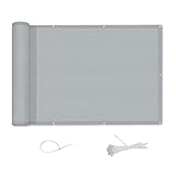 AXT SHADE Balkon Sichtschutz Balkonverkleidung Balkonabdeckung Balkonumspannungen blickdichte 100x600cm,100% Polyester,UV-Schutz und wetterfest,für Balkongeländer Garten,Hellgrau