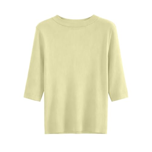 Sweater for Women Crew Neck Short Sleeve Plain Knit Pullover Tops - image 4