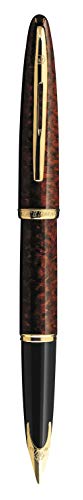 Waterman Carène Marine Amber Fountain Pen | Gloss Brown & Black with 23k Gold Clip | Fine Nib with Blue Ink Cartridge | Gift Box