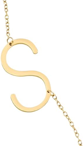 Mint & Lily 20” Statement Initial Necklace for Women, 18K Gold Plated Necklace with Large Pendant Letter, Jewelry Gift for Women