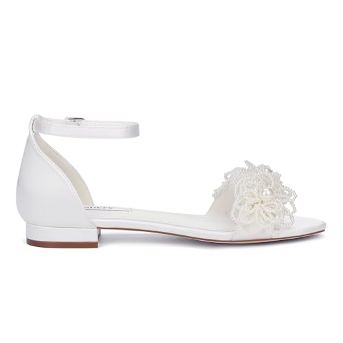 Pearl Sandals Wedding Flats for Bride Open toe Bridal Flats Wedding Shoes for Bride4