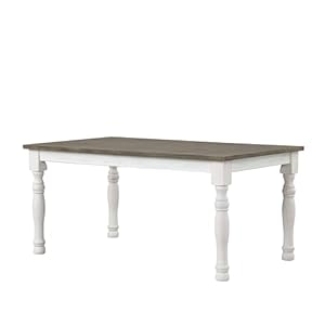 Roundhill Furniture Ebret Farmhouse Two tone Distressed Wood Dining Table Seat up to six Brown and White