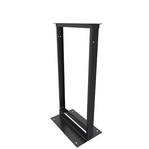 NavePoint 25U 23-inch Width 2-Post Frame Rack - Open Frame Rack with Threaded for 23" Equipment, Server Rack 750lbs Weight Capacity, Floor Mount, RU Markings