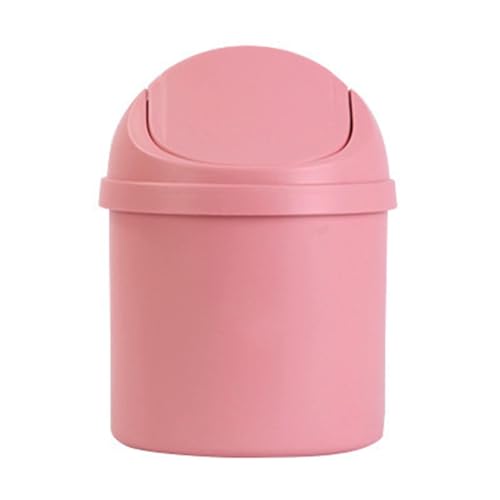 HERCHR Plastic Mini Swing Lid Trash Can, Pink, 6