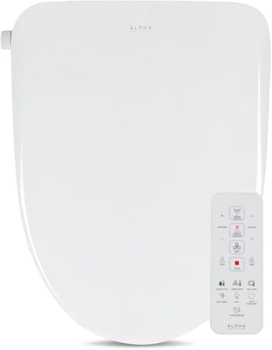 ALPHA BIDET UX Pearl Bidet Toilet Seat in Round White | Ultra Low Profile | Endless Warm Water | Arced Stainless Steel Nozzle | LED Nightlight | Dryer | Deodorizer | 3 Year Warranty -  UX-RW