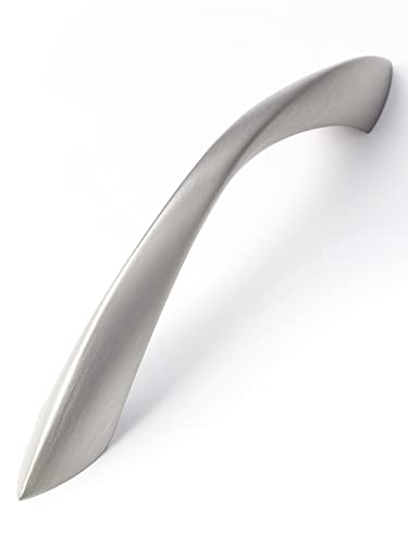 Image of 5 Pack Brushed Nickel Cabinet Pulls 3-3 /4 Inch Arch Twisted Silver Handles Drawer Kitchen Cupboard Bathroom Dresser Cabinet Hardware Zinc Alloy