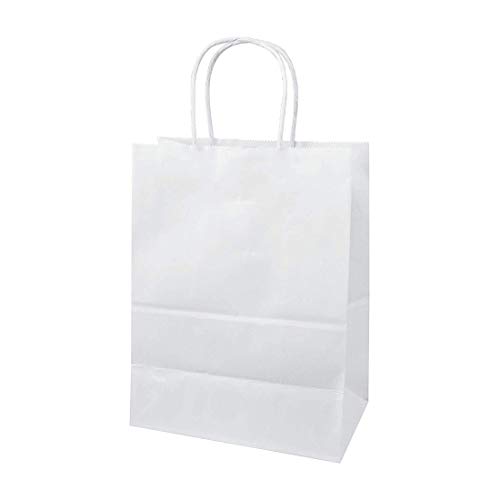 We Can Source It Ltd – White Paper Party Bags with Twist Handles - Small Size 180 x 80 x 220mm - Strong Kraft Paper Carrier Bags – Recyclable Gift Bags for Shops, Takeaway, Events - Pack of 100