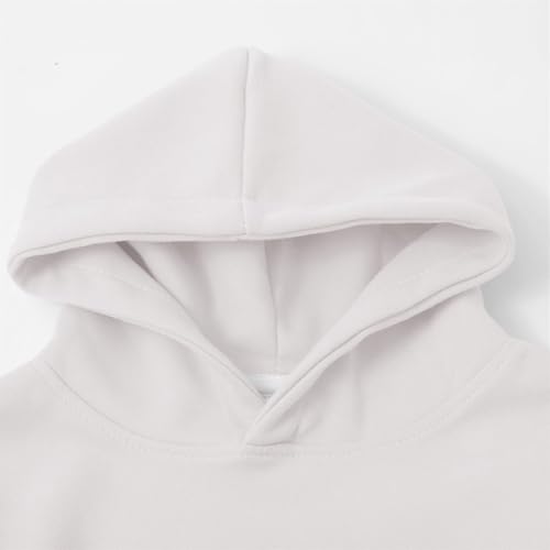 Kids Pullover Hoodies Plain Cute Hoodie Sweatshirts Oversized Thin Lightweight School Tops Clothes (White, 7-8 Years)4