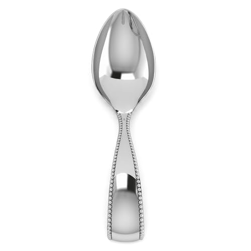 Image of Beaded Loop 925 Sterling Silver Baby Feeding Spoon | Food grade, engravable, gift boxed, baby shower, christening