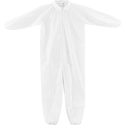 Global Industrial Disposable Microporous Coverall, Elastic Wrists/Ankles, White, Med, 25/Case