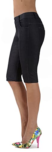 Prolific Health Women's Jean Look Jeggings Tights Yoga Many Colors Spandex Leggings Pants S-XXL (Medium, Black Bermuda)