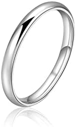 CANDYFANCY 925 Silver Pinky Ring 2mm High Polish Plain Dome Comfo...