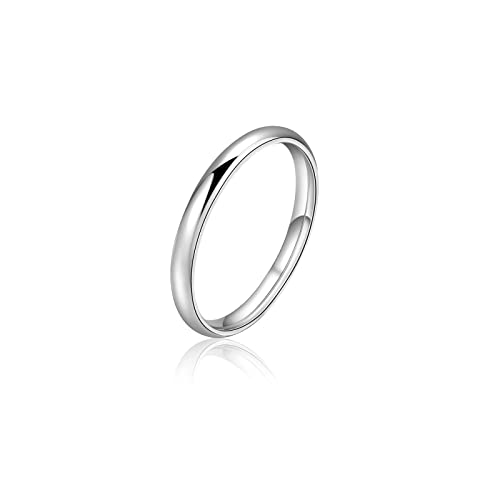 CANDYFANCY 925 Silver Pinky Ring 2mm High Polish Plain Dome Comfort Fit Classic Minimalist Ring For Women Size 2-4.5