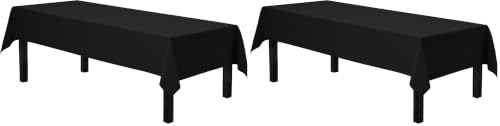 Image of Gee Di Moda Rectangle Tablecloth - 60 x 102 Inch Black Table Cloth for 6 Foot Rectangle Tables - Heavy Duty Washable Fabric - for Holiday Party, Dinner, Weddings, Baby Shower & Events (Pack of 2)