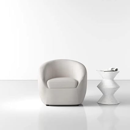 M H WOODEN FURNITURE MHWF. Single Seater Languid Premium Wing Back Cushioned Lounge Chair for Living Room (White)