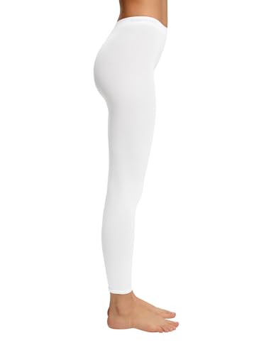 ESPRIT Damen Leggings Cotton W Le Baumwolle einfarbig 1 Stück, Weiß White...